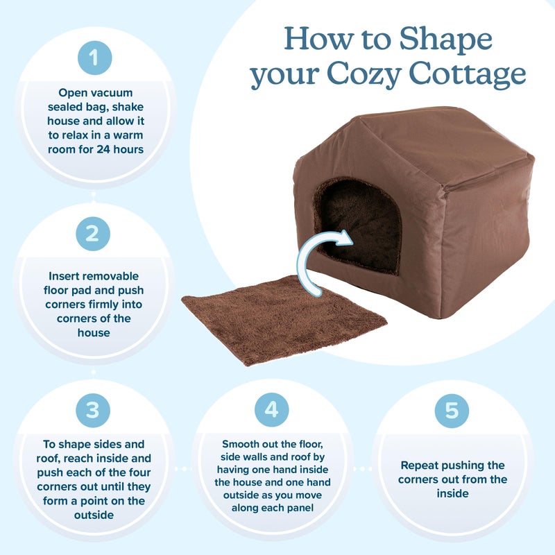 PETMAKER Dog House - Indoor Dog House with Removable Sherpa Cushioned Pad - Pet Bed for Small Dogs, Cats, or Kittens - Dog Houses by PETMAKER (Brown) - Image 4